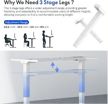 FLEXISPOT E6 MAX 180x80cm Electric Standing Desk with USB Dual Motors 3 Stage Height Adjustable One Piece Sit Stand Up with Memory Smart Panel(White Frame+Maple Top)