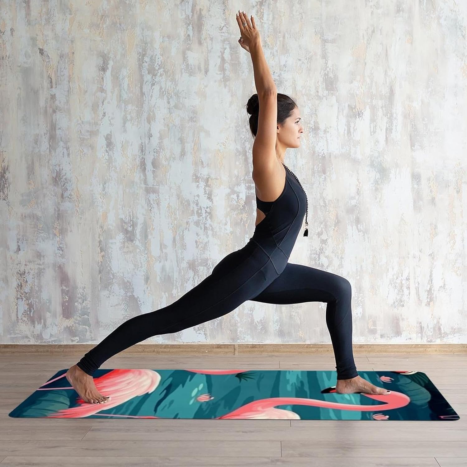 Yoga Towel, Tropical Flamingo Pattern Non Slip Sweat Absorbent Hot Yoga Mat Towel for Hot Yoga, Pilates and Fitness - 72.8" x 26.8"