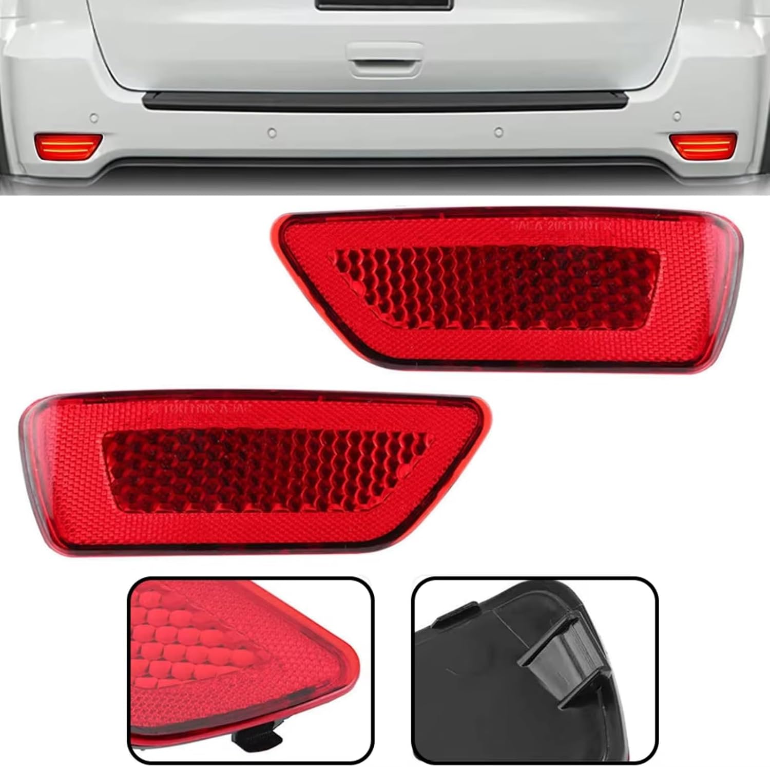 Rear Bumper Tailgate Reflector 57010720AC 57010720AB CH1185100 Compatible With Jeep For Compass 2011-2017 Rear Bumper Tail Light Reflector Left Right Side Cover(Left)