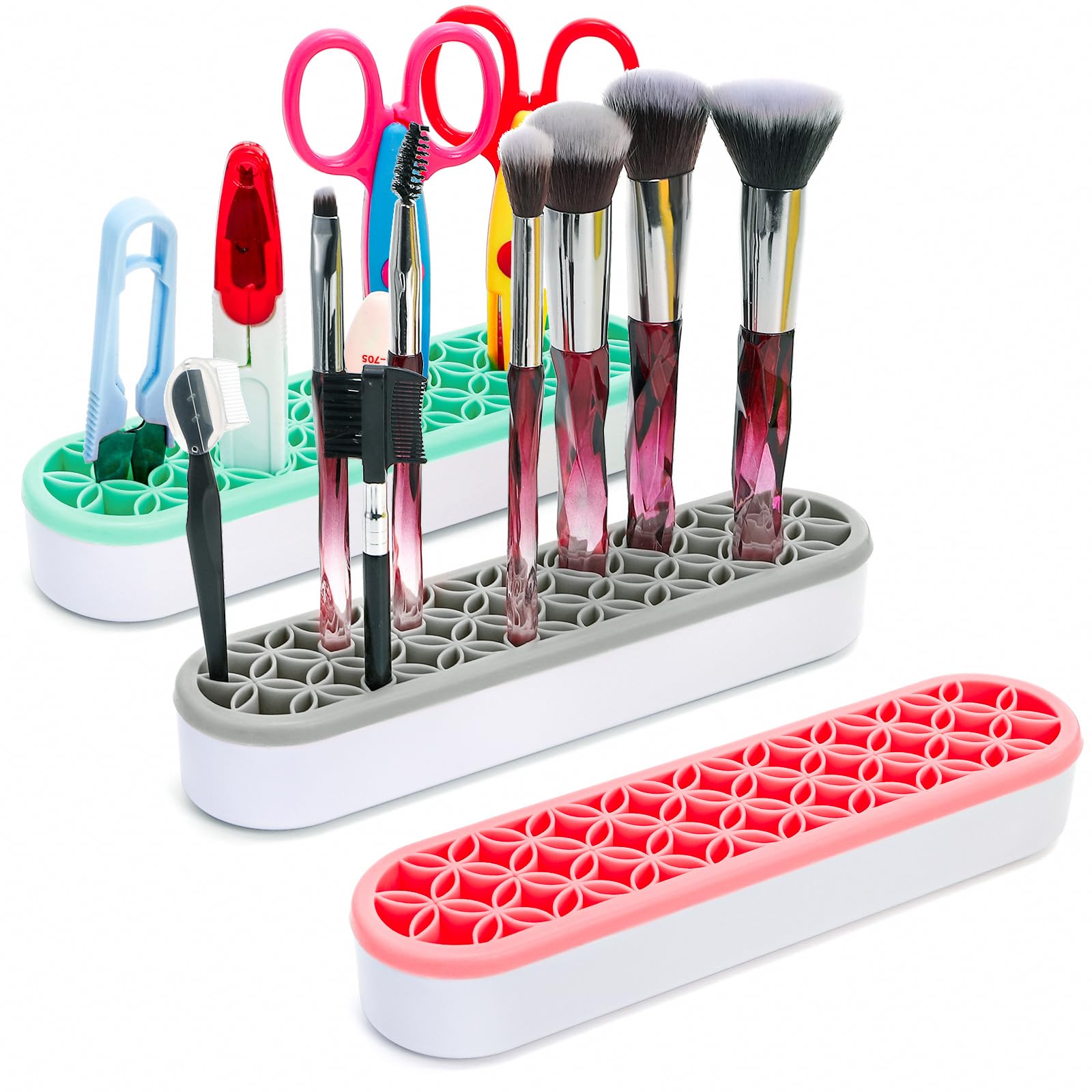 Amazon.com: Elsjoy 3 Pack Silicone Makeup Brush Holder, Desktop