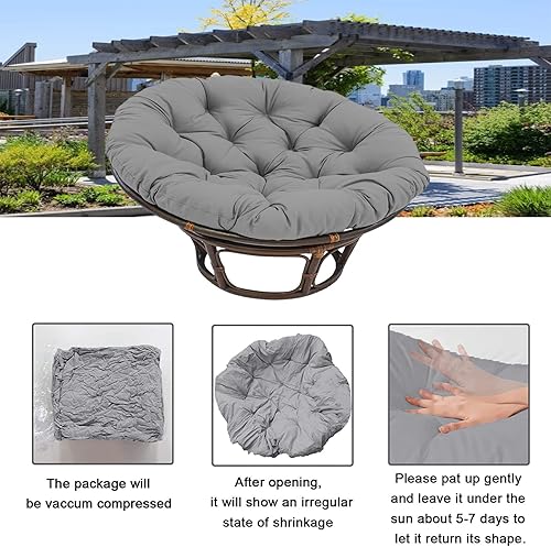 Miniatura 5 de Papasan - Cojín de repuesto para silla de huevo para exteriores, 23.6 x 25.4 pulgadas, cojín de columpio de huevo para exteriores, cesta colgante,