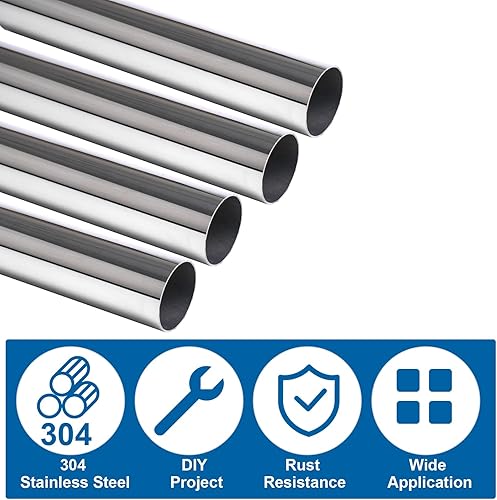 Miniatura 4 de Vigorous Tubo de acero inoxidable 304 de 1-12 pulgadas de diámetro exterior x 3 pies, tubo de acero inoxidable soldado, tubo de metal redondo para
