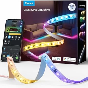 Govee LED Strip Light 2 Pro 5 m, Smart RGBIC LED Strip with White Light | Compatible with Matter, Alexa &amp; Google Assistant, M