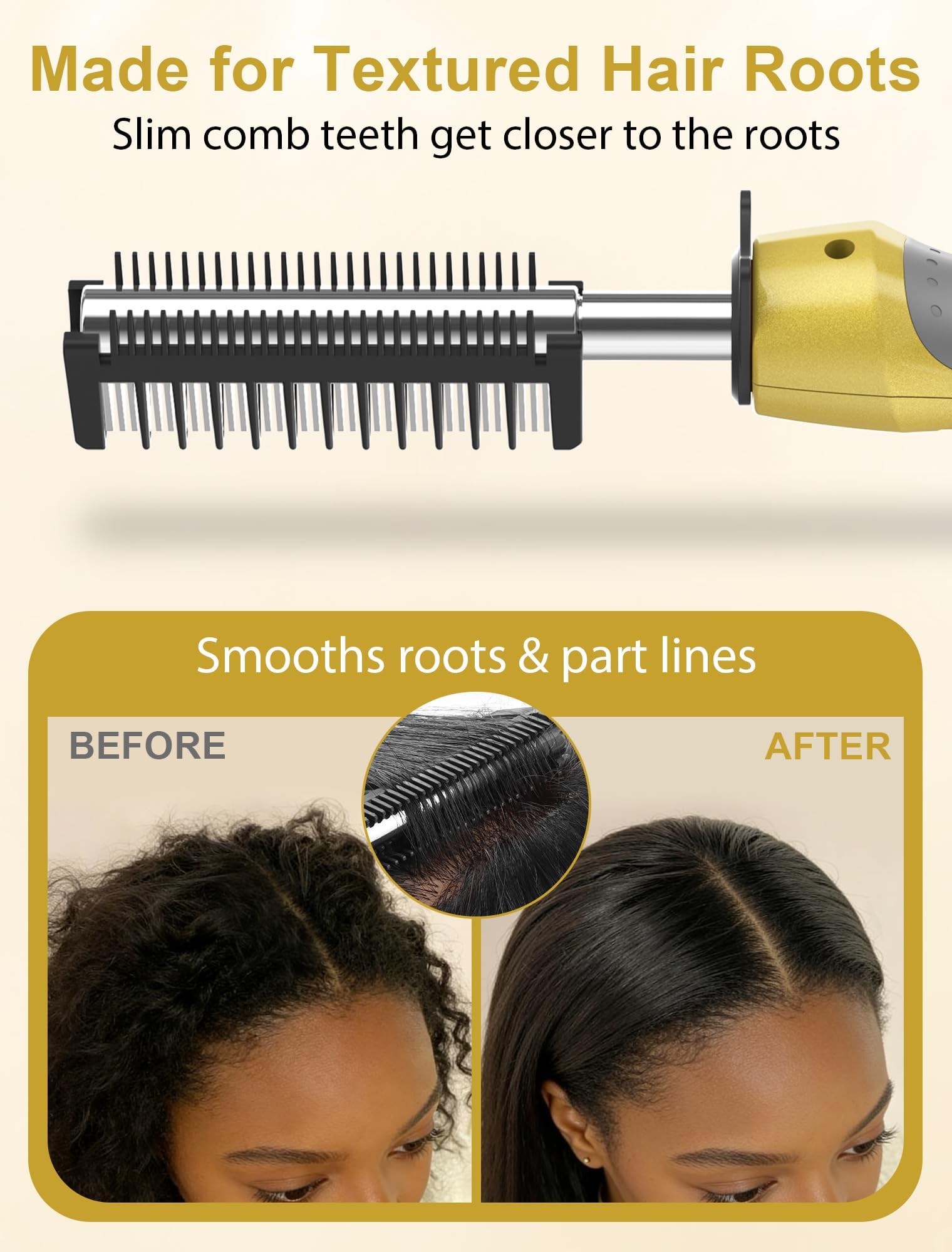 V-Shaped Titanium Electric Hot Comb with Adjustable Heat