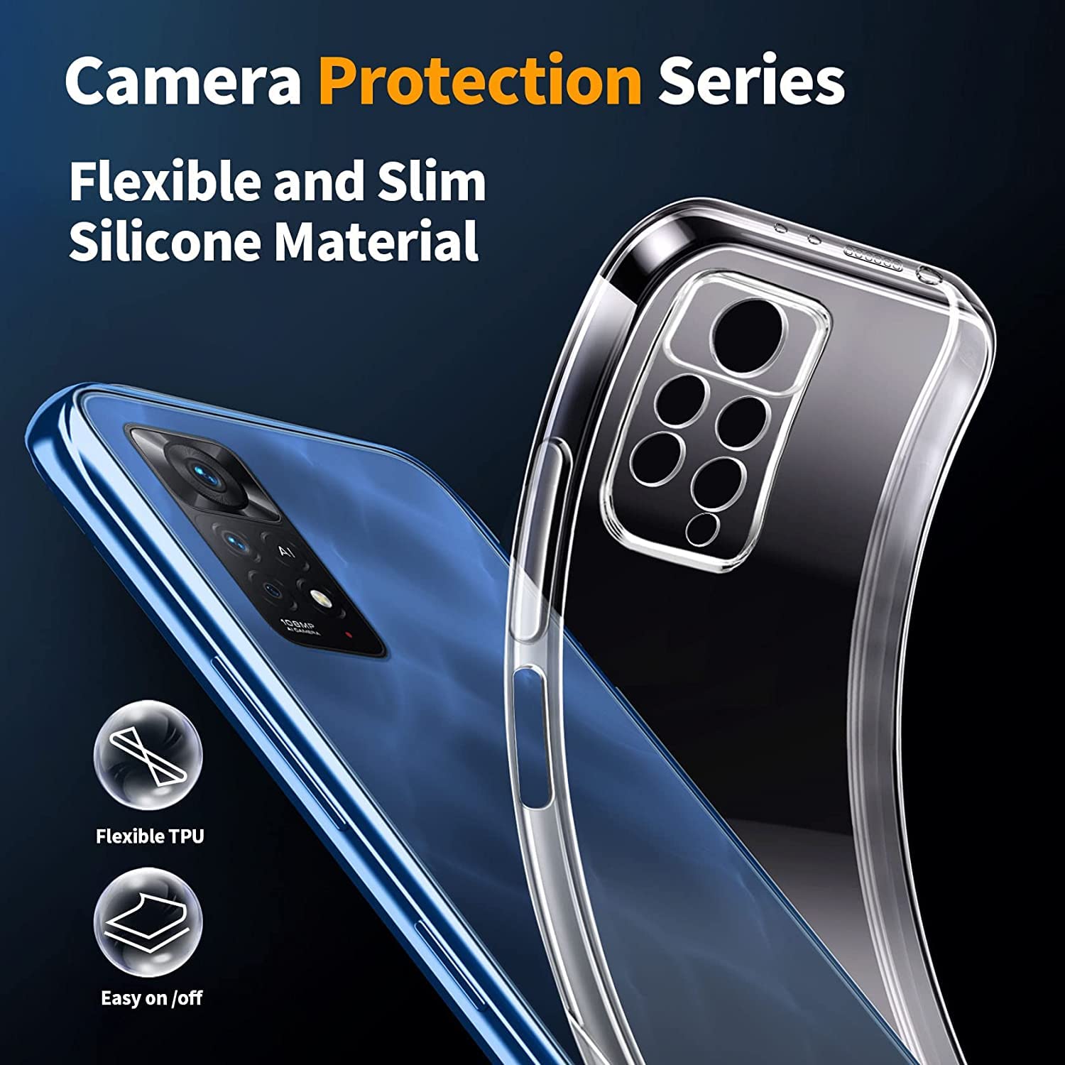 New&Teck Cover Per Xiaomi Redmi Note 11 Pro 5G (Non Pro+) + 2 Vetri Temperati – Silicone Trasparente TPU Anti-ingiallimento, Angoli Rinforzati, Nero - 2