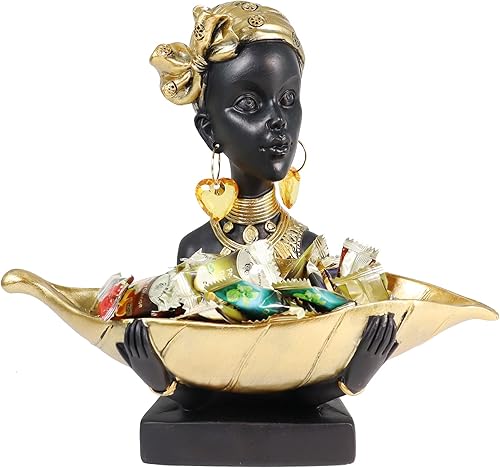 Miniatura 1 de Estatuas africanas para decoración del hogar, esculturas decorativas para sala de estar, figuras de busto de dama africana de 10.5 pulgadas, adorno