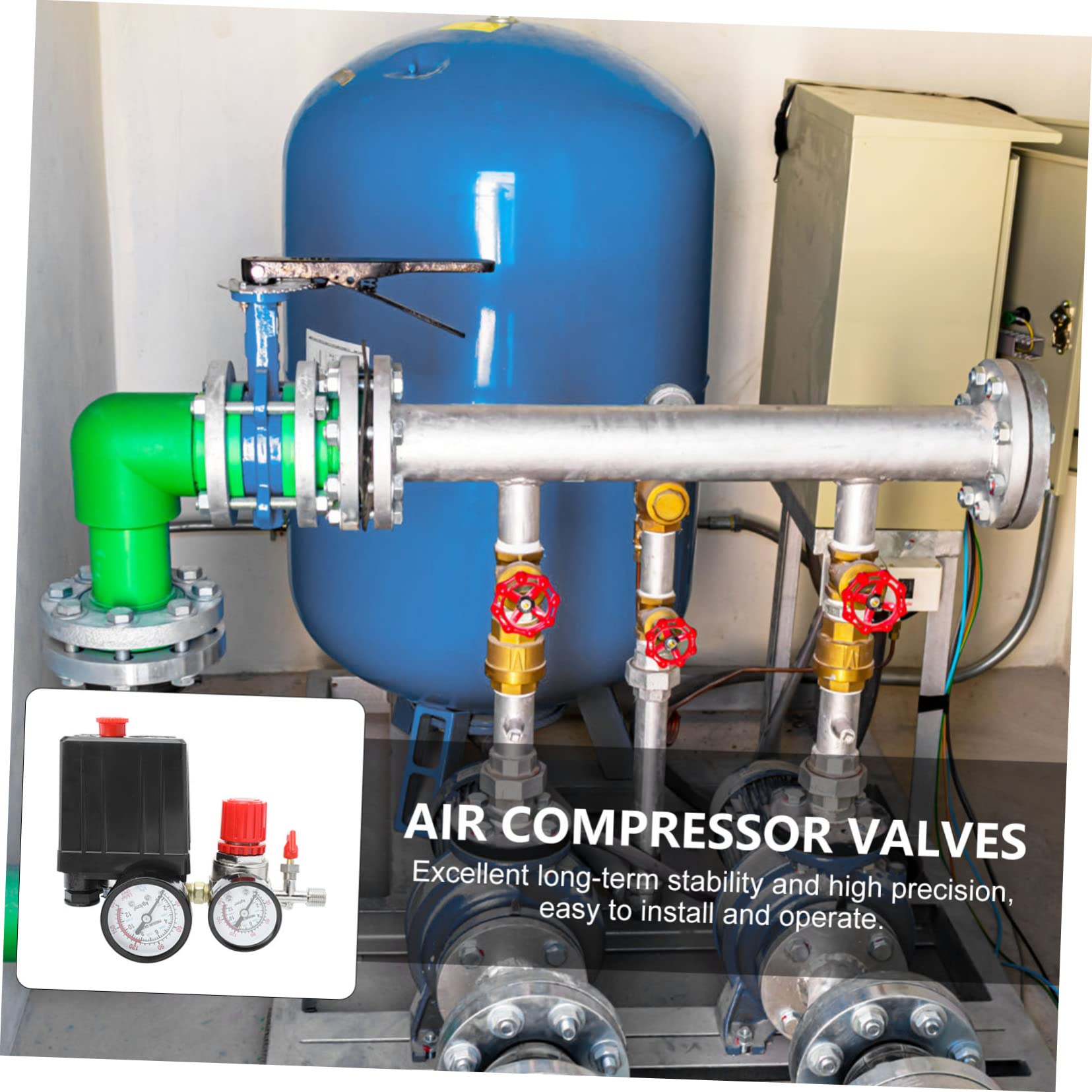 jojofuny Regolatore di Pressione per Compressore D’aria a 4 Fori Manometro, 220/380v, 20a, Valvola di Controllo per Uso Stabile