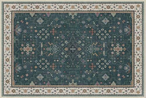 Miniatura 789 de Alfombra Boho Negra para Sala de Estar - Alfombra de Área Lavable de 10x14 Pies, Alfombras de Comedor para Debajo de la Mesa, Alfombra Suave de Pelo