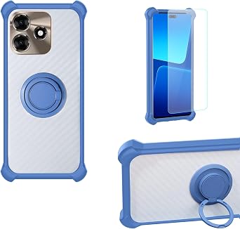 bojioderf Case Compatible for Sparx Ultra 8 Pro Phone Case Cover PC backplane + Silicone Soft Frame Cover [360 Metal Ring, Magnetic Car Mount] CSKB-LAN