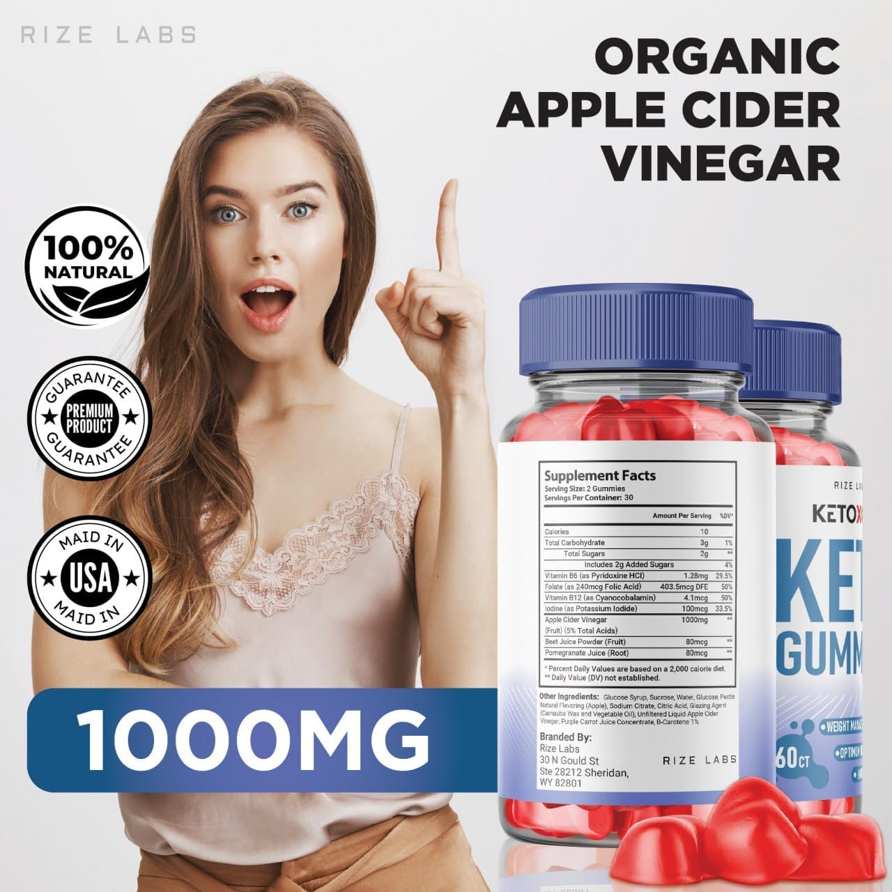 rize labs - KetoXcel ACV Keto Gummies for Advanced Weight Loss with Apple Cider Vinegar, Supplement Helps in Reducing Belly Fat (300 Gummies)