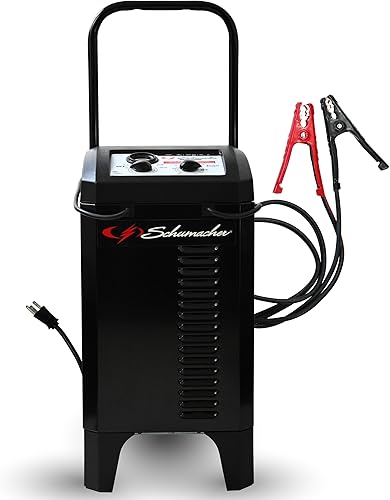 Miniatura 9 de Schumacher Electric Cargador de batería manual con ruedas de 10A para coche y arrancador de motor de 200A, solución 2 en 1, impulso de 40A