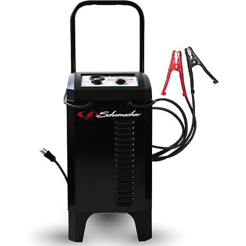 Schumacher Electric Wheeled Manual 6A Car Battery Charger and 150A Engine Starter, 2-in-1 Solution, 25A Boost, for 12V Power Sport, Automotive, and Marine Batteries, SC1437
