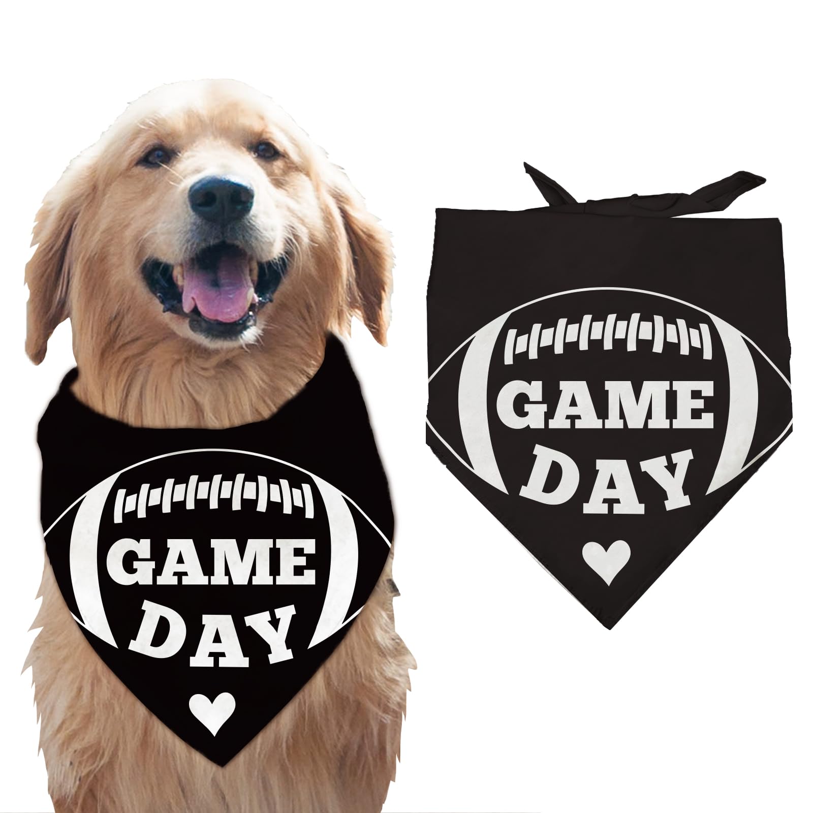 arricraft 1 Pc Pet Dog Bandana, Black Cotton Triangle Pet's Bandana "Game Day" Words Rugby Washable Scarf Bibs Accessories Chief for Large Dogs and Pets Gifts 55x55x78cm โ image 1