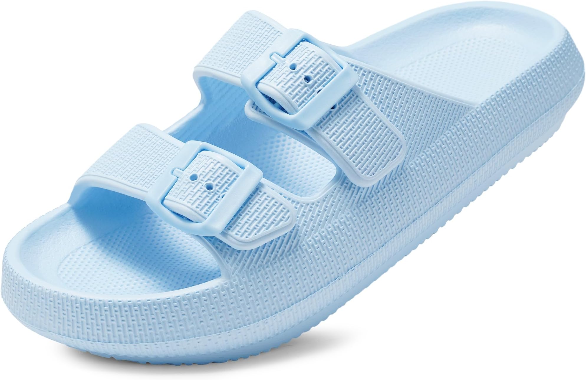 Dodow Womens Slide Sandals Adjustable Soft Cloud Comfort Slip On Flat Sandals