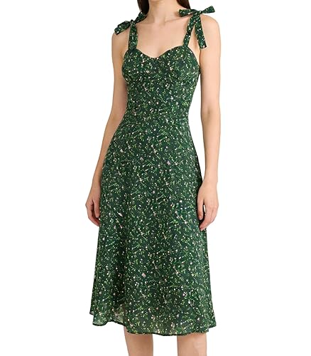 RIHOAS Women Floral Tie Straps Midi Dress 2026 Summer Casual