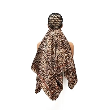 ROSEBONY Wrap Cap Hair Net with Scarf, Heatless Silk Press Hair Care, Shower Cap color-3