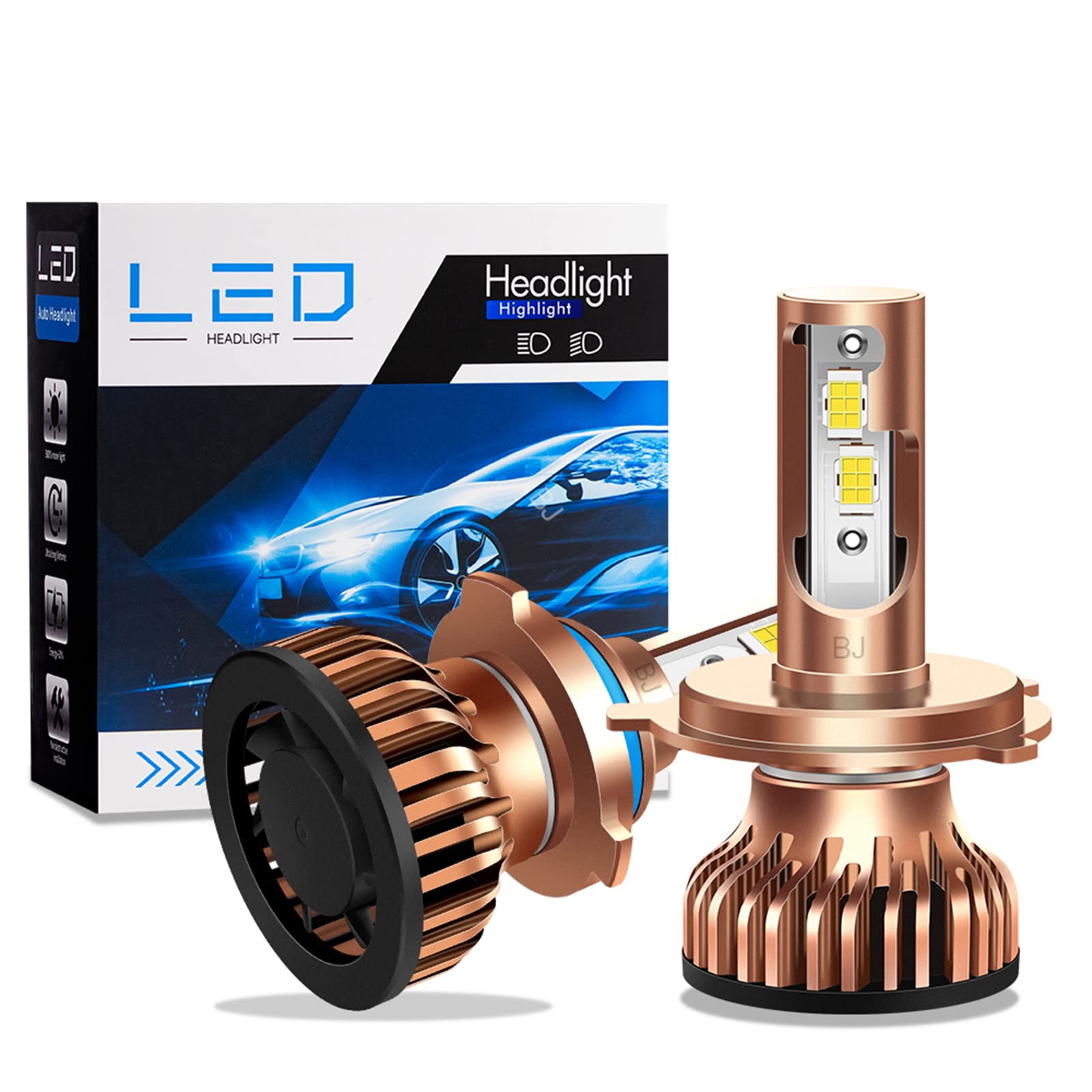 Bombillas LED, Kit De Reemplazo De Luz LED Plug And Play, 6000 K, Blanco Brillante, Reemplazo De Halógeno, Instalación Rápida, Paquete De 2,H4