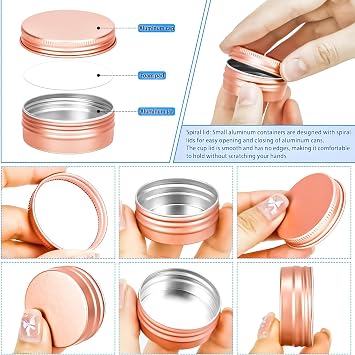 24 Pack 0.5oz Tin Jars, 15ml Metal Tin cans, 1/2 Ounce Aluminum tin can jar Containers with Lid for Lotion Bars, Spices, Salve, Beard Balm, Balms, Toiletries, Creams, Samples, Makeup Cosmetic