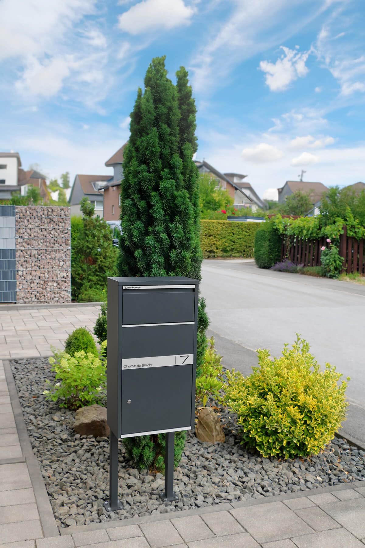 Metzler® boîte à Colis avec clapet Anti-vol et Support au Sol RAL 7016 Gris Anthracite réception sécurisée sans Contact Acier Inoxydable Personnalisable 10 Ans de pièces détachées Avalon