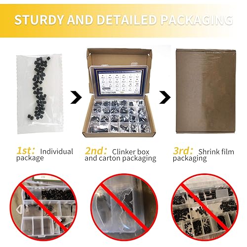 Miniatura 3 de TOTFSTNR Juego de 666 tornillos de punta de copa hexagonales internos juego de 22 tamaños M234568 para manijas de puerta grifo lámpara de luz acero