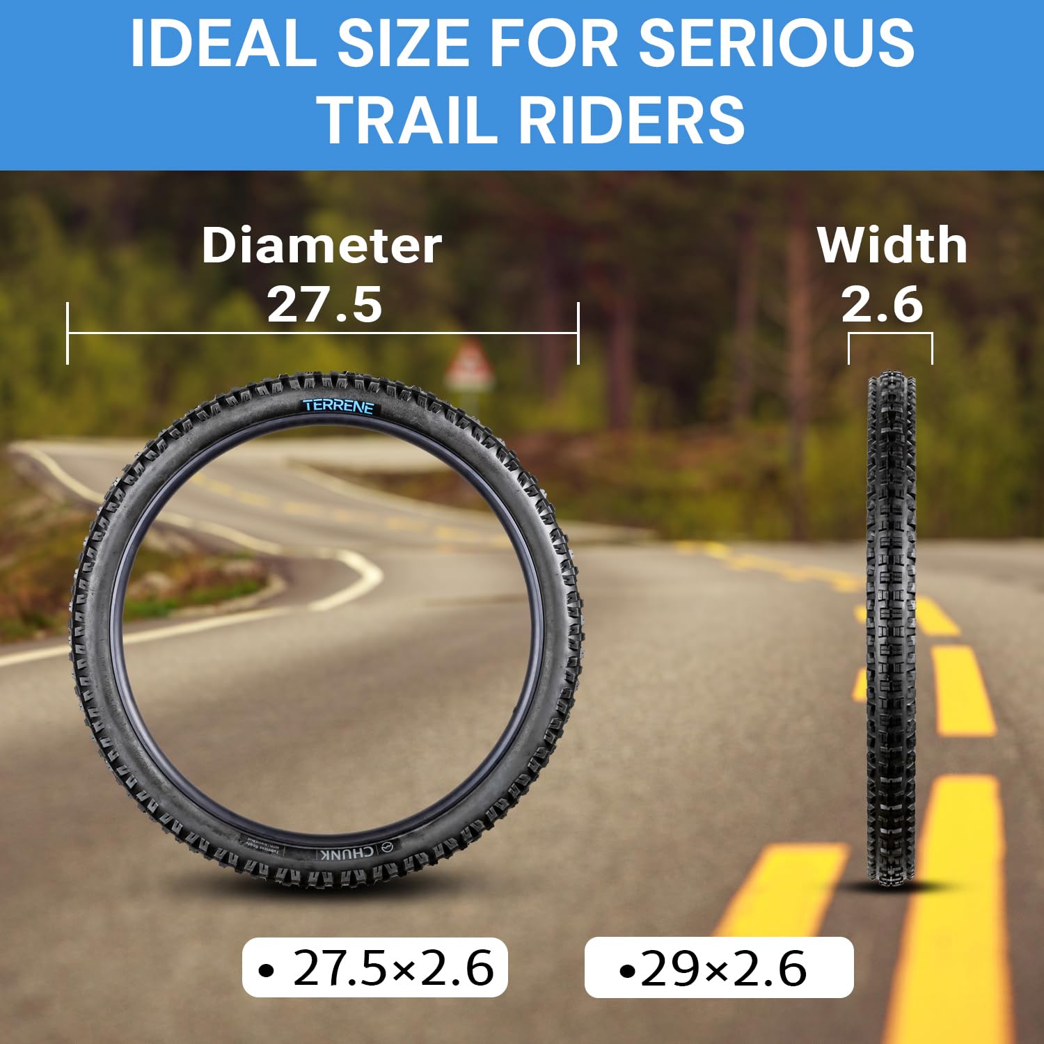 Amazon.com : Tires for Mountain Bike by Terrene - Chunk Tough 27.5