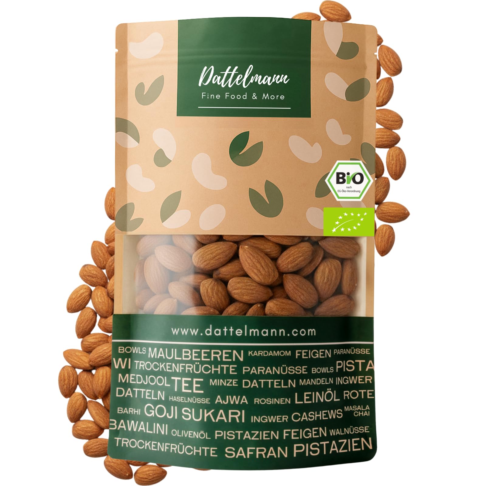 DATTELMANN® - Bio Mandeln 500g - Ganze Nüsse - Naturbelassen & Ungesalzen - Rohkostqualität