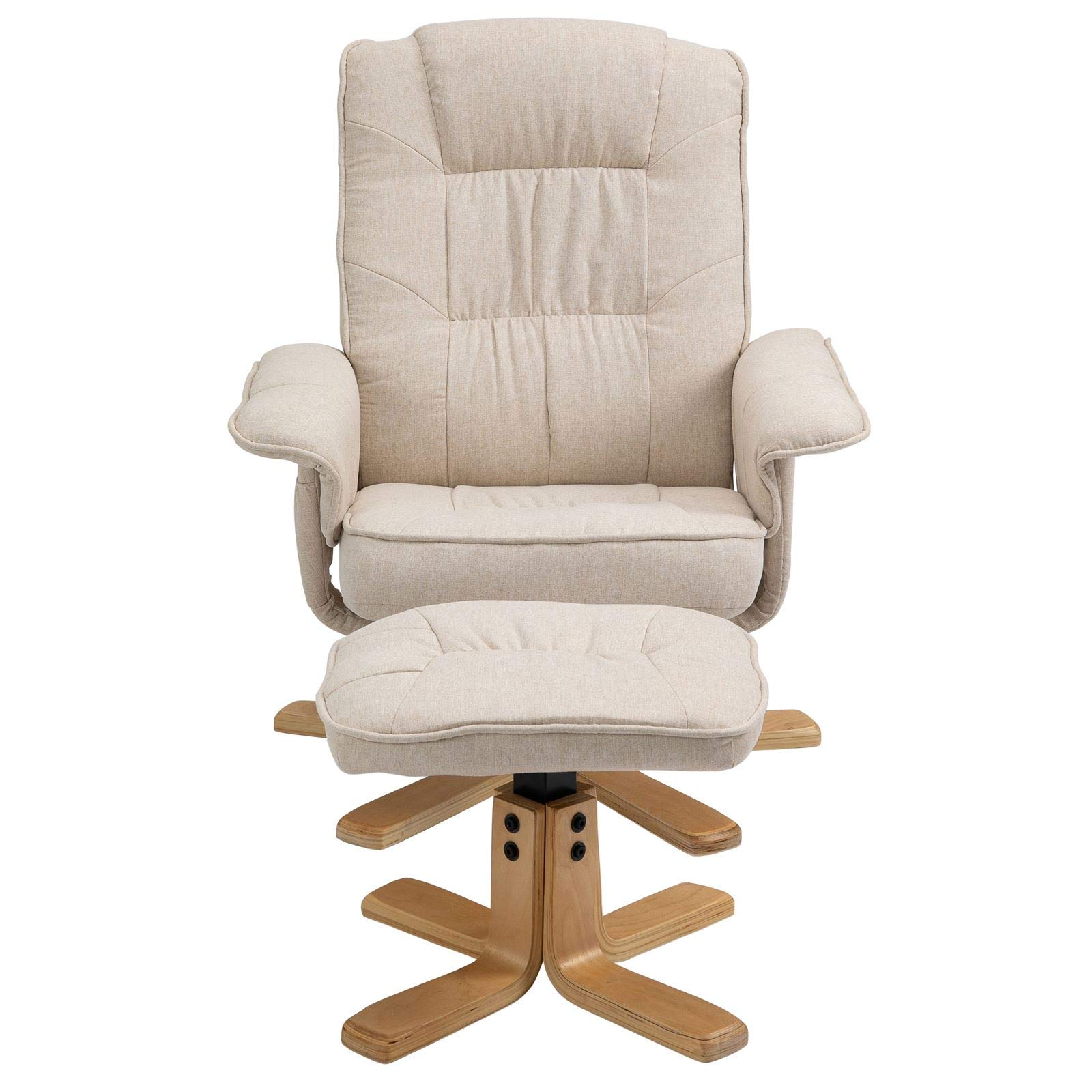 IDIMEX Relaxsessel Charly mit Hocker drehbar neigungsverstellbar beige [Max. Belastbarkeit 100 kg] für Wohnzimmer, TV-Sessel Fernsehsessel mit Liegefunktion Polstersessel und Hocker