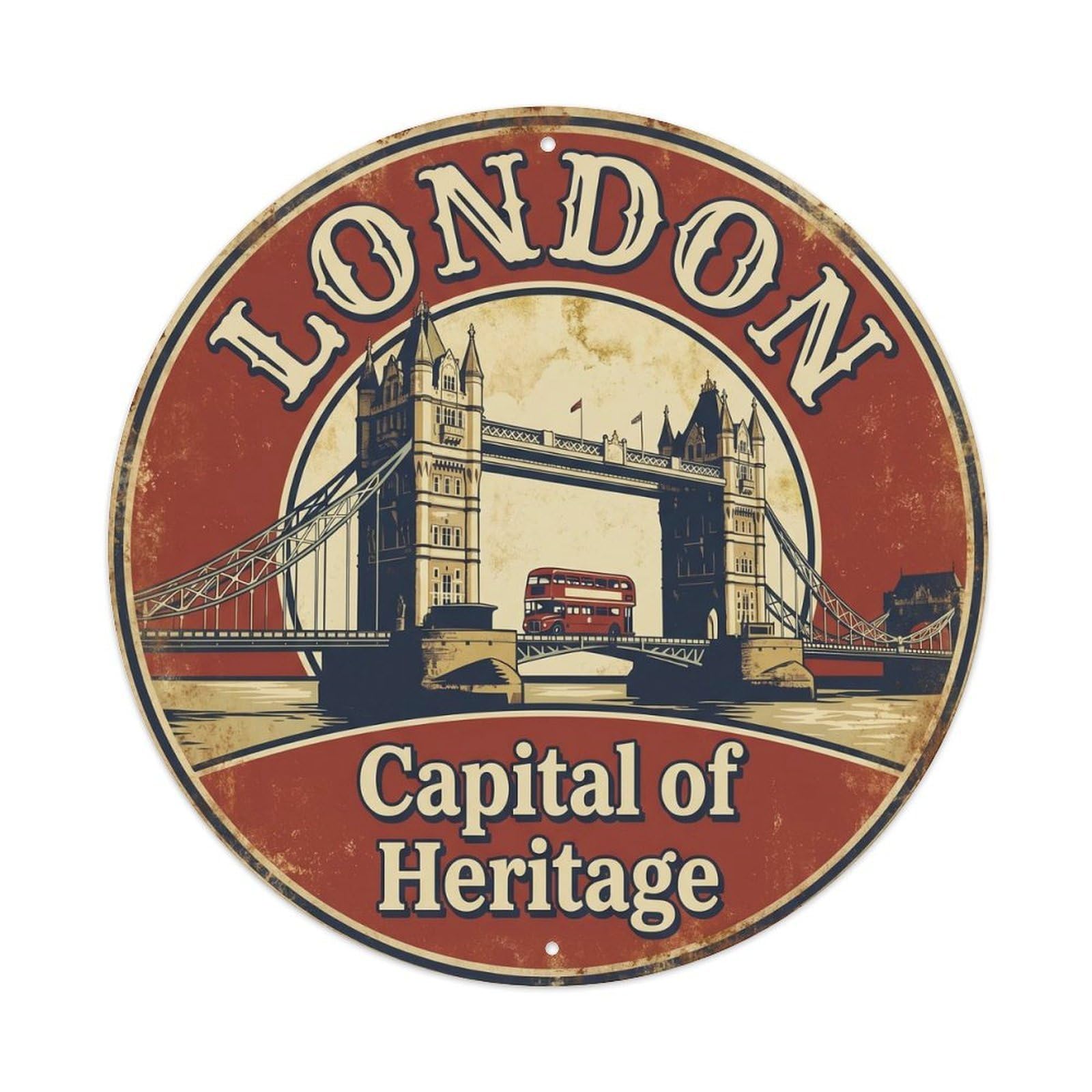 Vintage Travel London Bridge Tower Metal Tin Sign Plaque