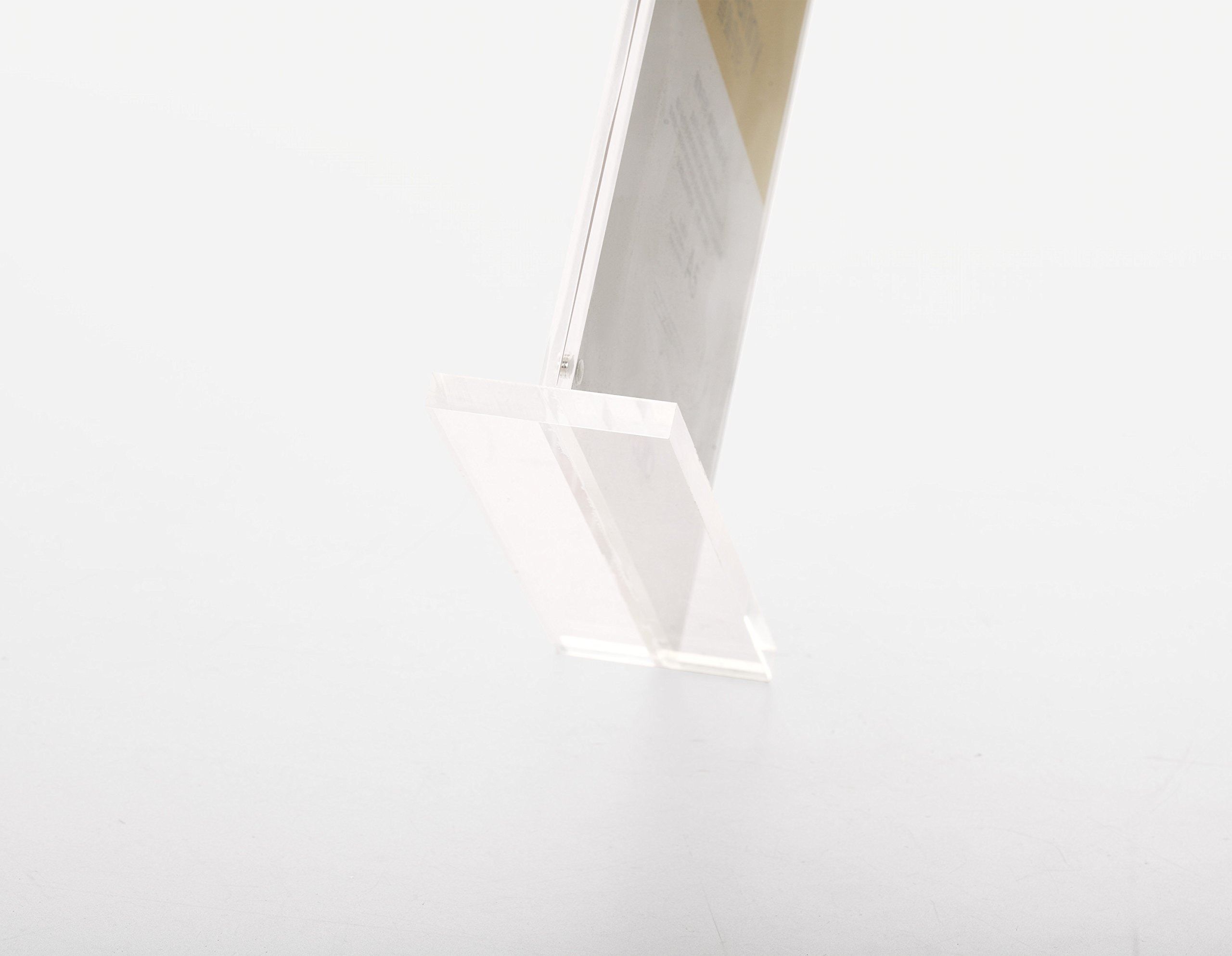 Schmalz Werbeservice 10 Pezzi Cartello da Tavolo in Acrilico (Pmma) incl. Base Acrilica Trasparente Display Piedistallo Tavolo Forma-T Tischnamensschild Targa Pubblicitaria Cartellino Prezzo