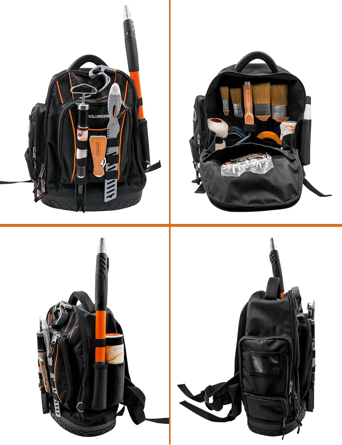 ROLLINGDOG Painter Backpack - Heavy Duty Multifunctional Tool Backpack Fits All the Painting and DIY Tool In,Easy to Carry Tool Organizers