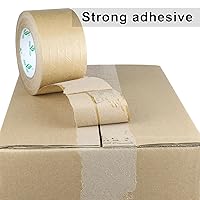 Vista 5 de BOMEI PACK Cinta de embalaje de papel Kraft reforzado marrón ancho 3 pulgadas, 2 rollos de cinta de embalaje engomada de papel autoadhesivo