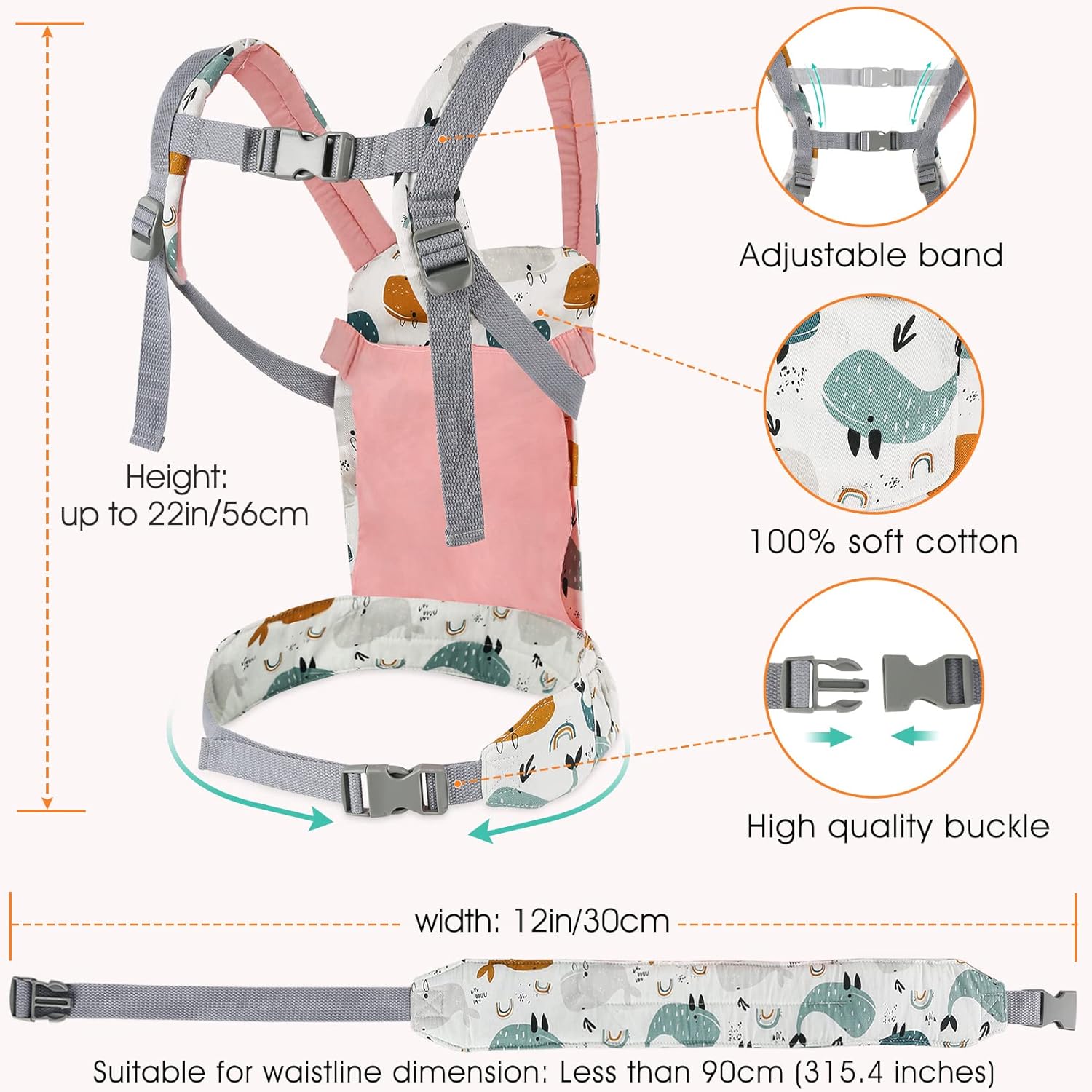 Vollence Baby Doll Carrier Front and Back Backpack Doll Carrier for 14 to 25 inch Dolls