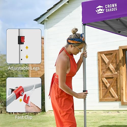 Miniatura 112 de CROWN SHADES - Toldo desplegable de 10 x 10 pies con 1 pared lateral, tienda de campaña de playa que se arma con solo presionar un botón, glorieta