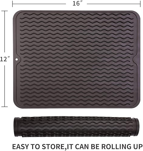 Miniatura 2 de MicoYang - Alfombrilla de silicona para secado de platos para múltiples usos, fácil de limpiar, ecológica, resistente al calor, para encimera de