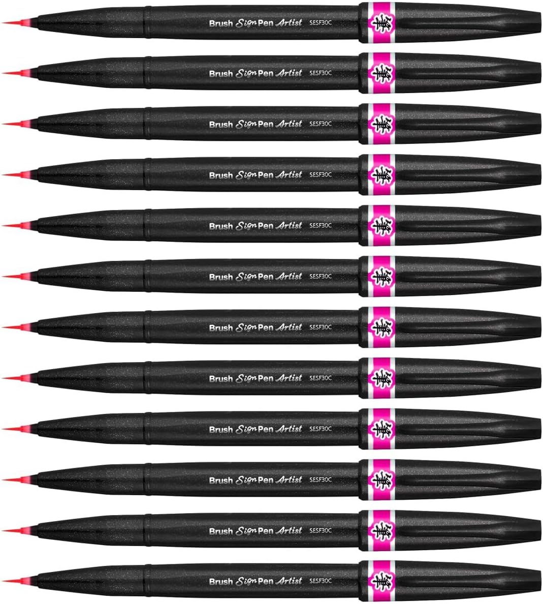 Pentel SESF30C-PX Extra Fine Brush Tip, Pack of 12, Pink