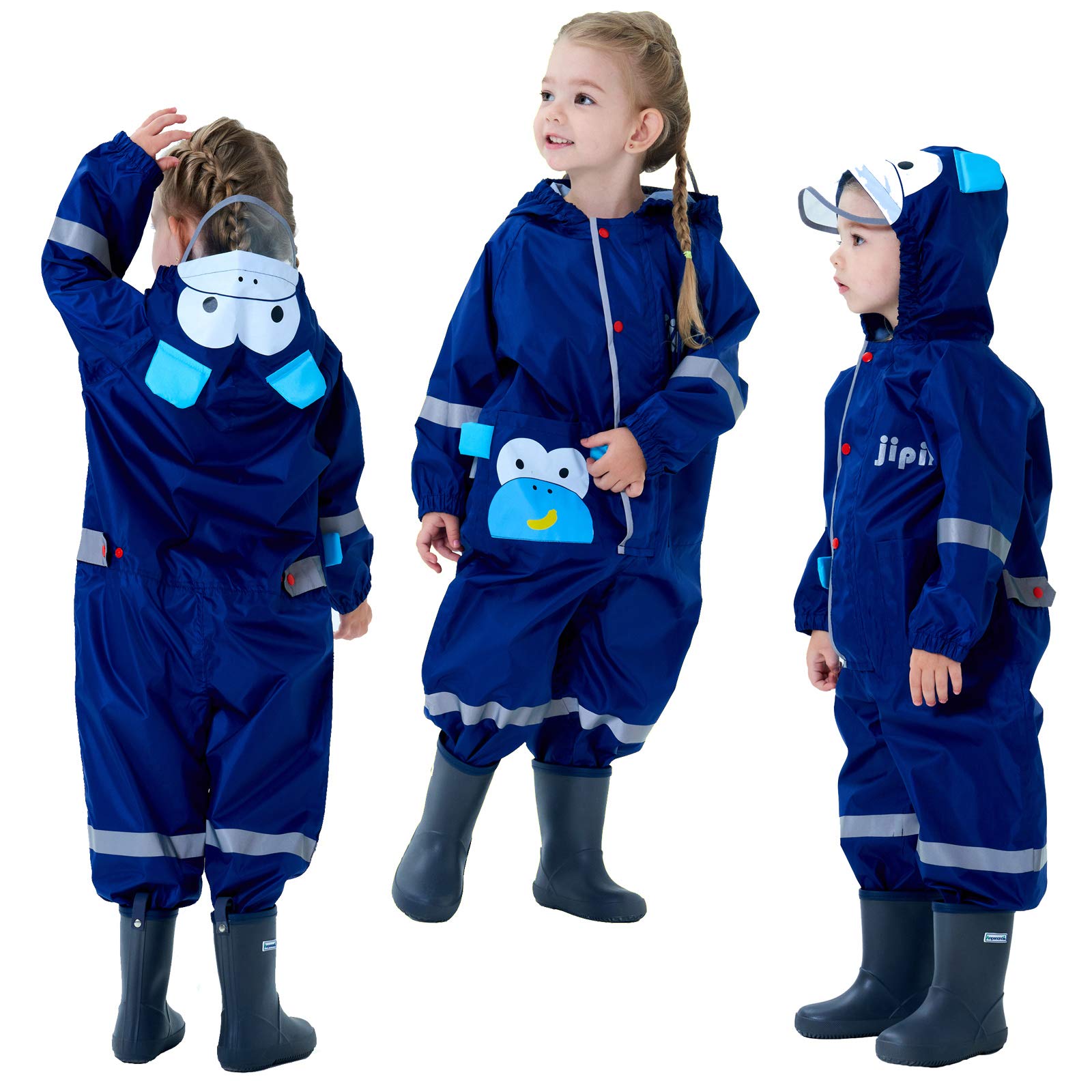 Puddle kombinezon dziecięcy wodoodporny garnitur chłopcy dziewczęta wszystko w jednym kombinezon przeciwdeszczowy z kapturem lekki wzór zwierzęcy jednoczęściowy odzież przeciwdeszczowa dla