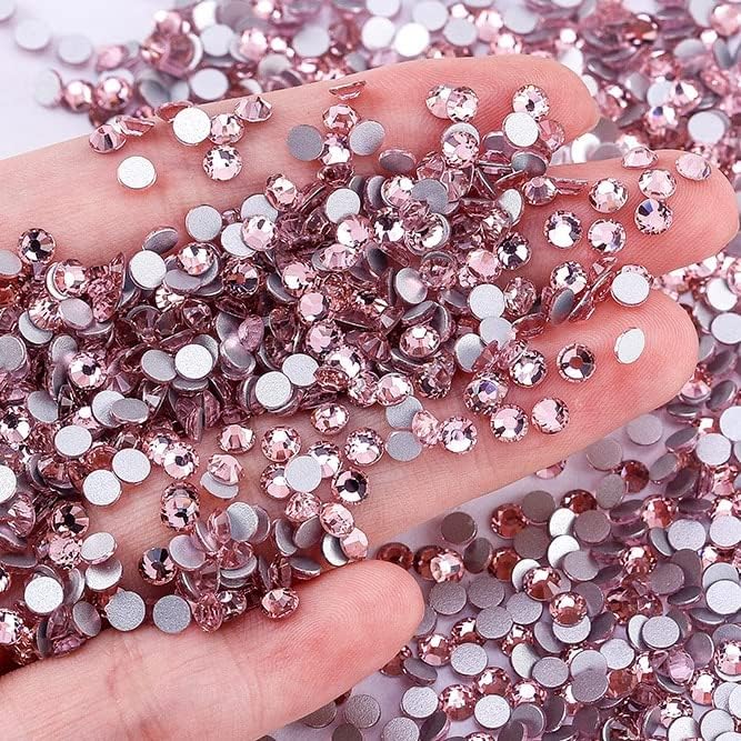 1440Pcs Rhinestone Light Rose Color Nail Art Decoration Stone Flatback Glass Rhinestones Pink Flatback Nail Art Rhinestone