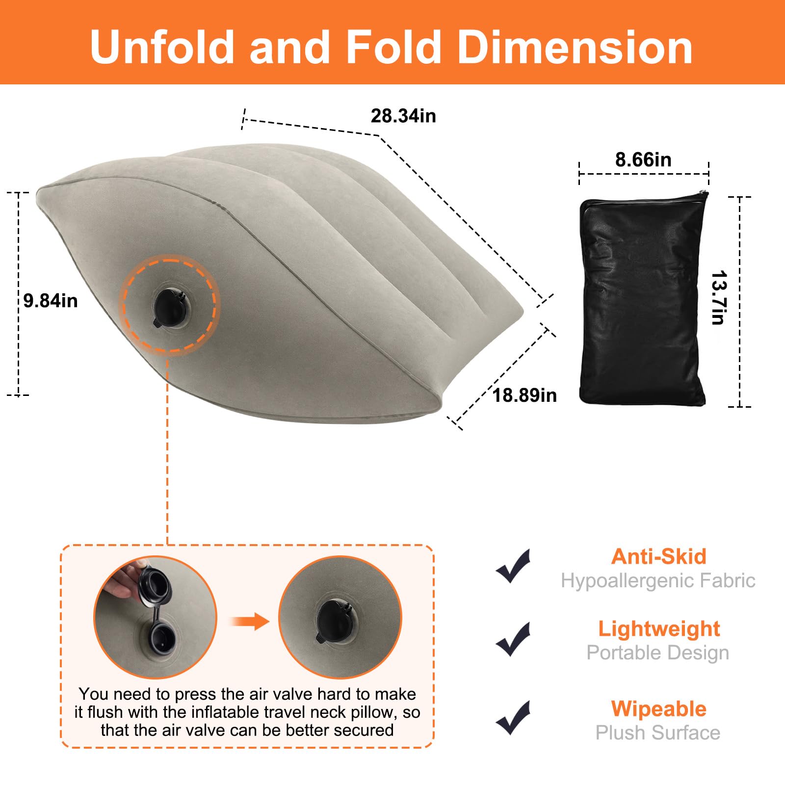 PNEUICALLY Inflatable Leg Elevation Pillow Leg Wedge Pillow for Swelling,Sleeping,Back Pain Circulation,Leg & Knee Relief Portable Bed Wedge Pillow for Travel,Train,Home,Office