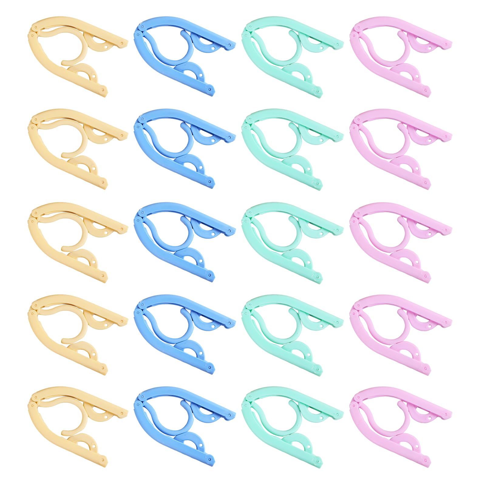 20 Grucce Pieghevoli Portatili Da Viaggio In PP Multicolore, Aperte 46x16,5 Cm - 3