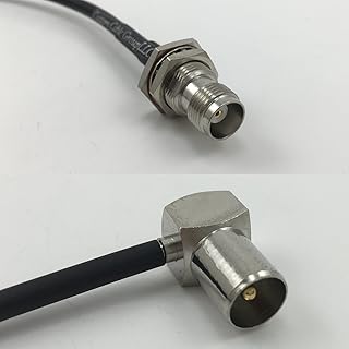 6 inch RG188 TNC FEMALE BULKHEAD to DVB Pal Male Angle Pigtail Jumper RF coaxial cable 50ohm Quick USA Shipping