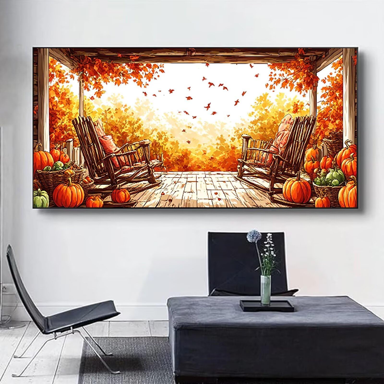 Malen nach Zahlen Kinder Landschaft, Malen Nach Zahlen Erwachsene, Geschenke für Mädchen Junge Bastelset, Malen nach Zahlen Herbst | Malen nach Zahlen Ohne Rahmen, (60x120cm) Bastelset Erwachsene A-5