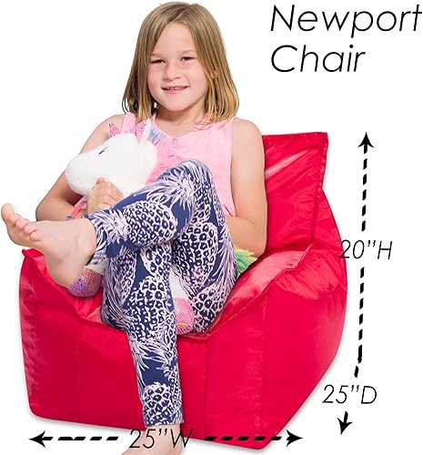 Miniatura 2 de Posh Creations Newport - Puf, silla relajante para uso infantil para jugar, leer y ver la televisión, tamaño mediano, nailon suave, color rojo