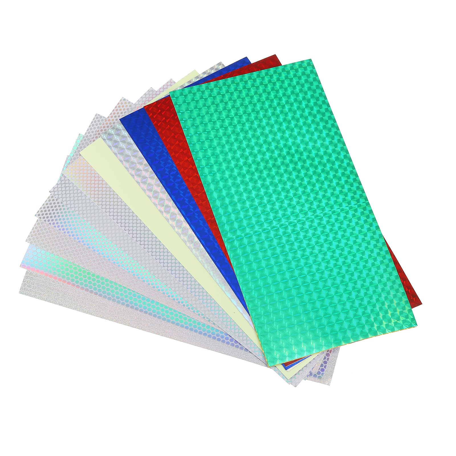 PATIKIL Assorted Reflective Fishing Lure Stickers, 12Pcs Adhesive Waterproof Fish Scale Film DIY Flash Lure Tape for Fishing Lure Making Metal Baits, Multicolored