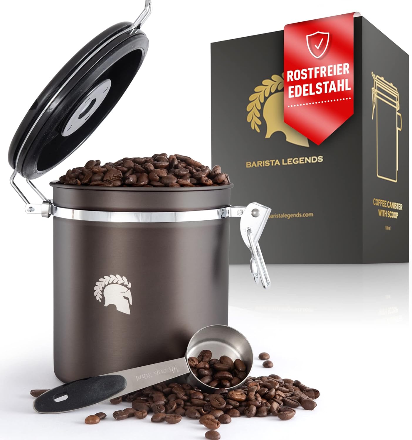 VINATO Vakuum Kaffeedose 0,4L - Edelstahl Aromaschutz Für Kaffee, Tee & Lebensmittel