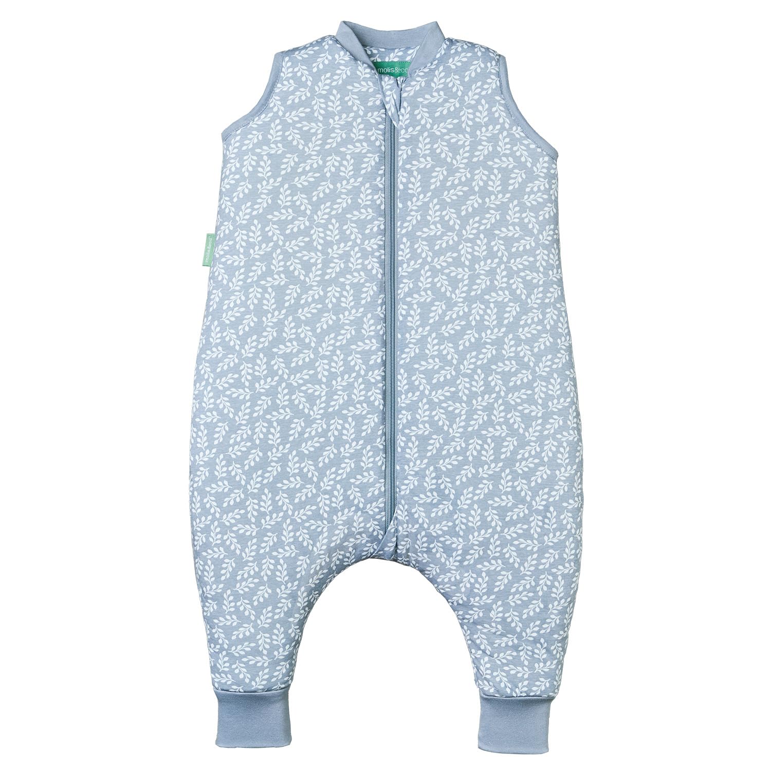 molis&co - Baby Schlafsack mit Füßen 2.5 TOG - Ganzjahres Schlafsack - Babyschlafsack mit Beinen - 100% Baumwolle (Oeko-TEX 100), Winterschlafsack Premium Qualität - Blue Garden (70 cm)