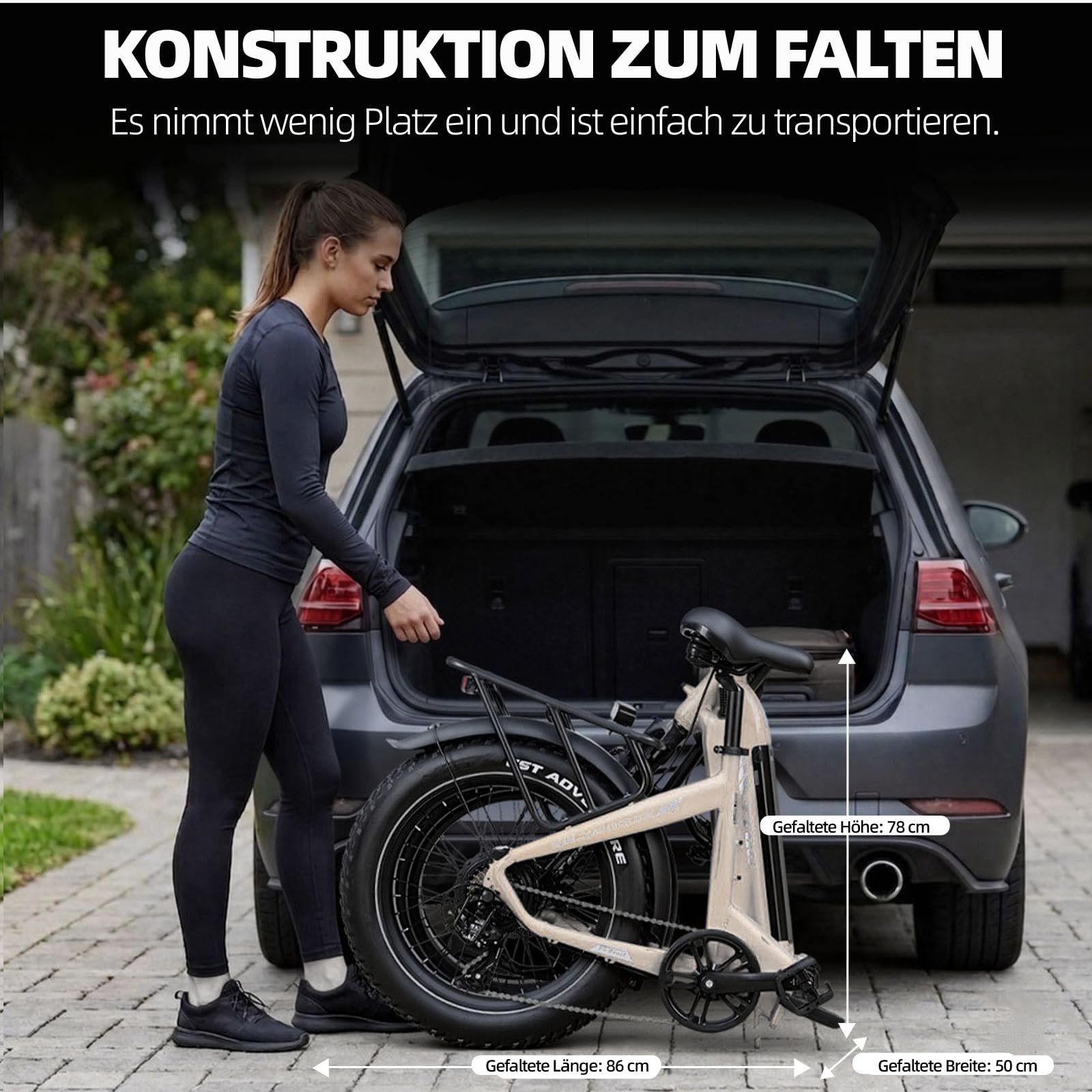 TTGO F6 Boost Vélo électrique 20" Fatbike pliable pour homme et femme Batterie 48 V 18 Ah 250 W 70 Nm, jusqu'à 150 km, pour ville, trajets et excursions