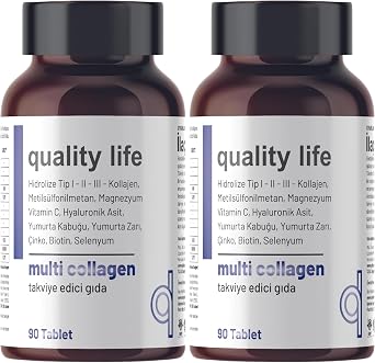 Quality Life Multi Collagen 90 Tablet - Tip 1-2-3-5-10 Kolajen MSM Magnezyum C Vitamini Yumurta Kabu u Zar   inko 2 paketi