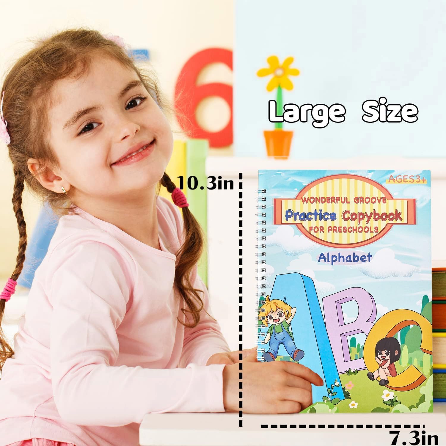 AALGO Magic Practice Copybook, Reusable Writing Practice Book with 30pc Magic Grooved Writing Practice Pen for Preschool Kids Age 3-8 image 5