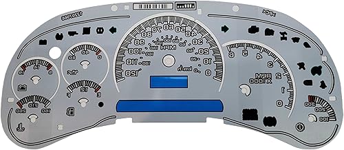 Miniatura 3 de Tanin Auto Electronix Custom White Gauge Face Overlay  Compatible con el velocímetro de racimo de instrumentos GMC y Chevy Truck 2003-2005  Calibres