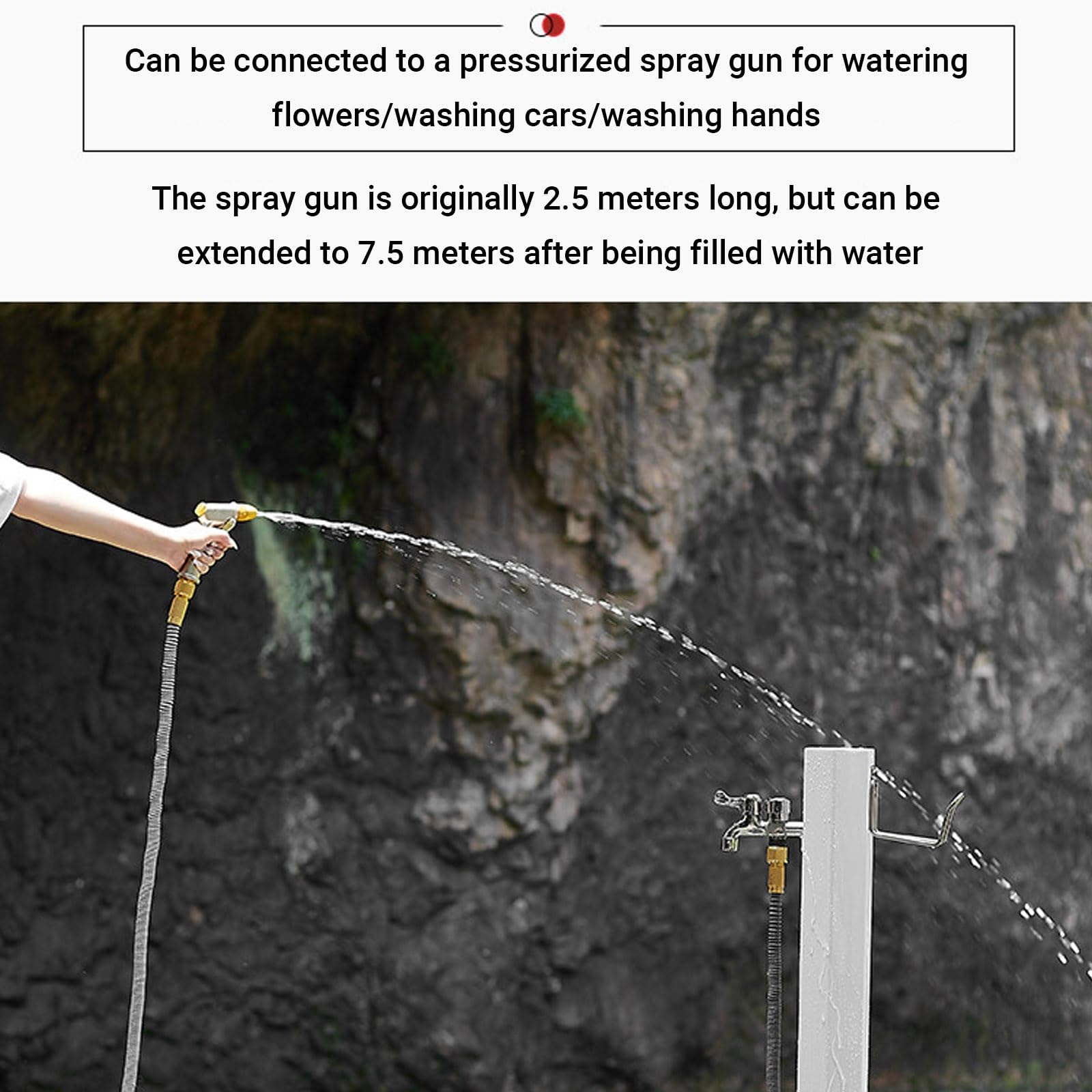 Columna de agua para exteriores con grifo, hidrante de jardín independiente, poste de agua de acero inoxidable con aislamiento térmico, soporte de manguera de doble entrada para césped